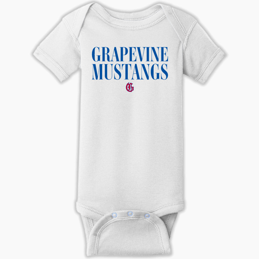 GRAPEVINE HIGH SCHOOL MUSTANGS Rabbit Skins Infant Short Sleeve Baby Rib Onesie