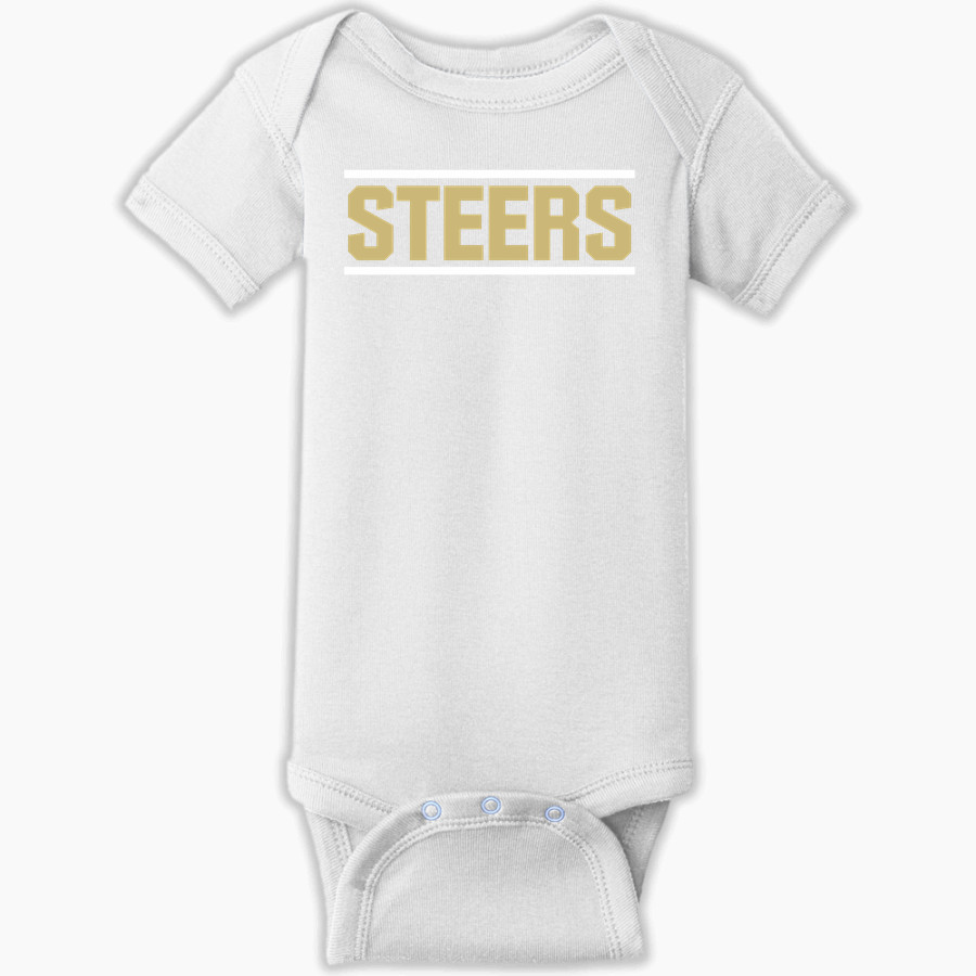 BIG SPRING HIGH SCHOOL STEERS <span class="pdp-name-mascot">BIG SPRING STEERS</span> Rabbit Skins Infant Short Sleeve Baby Rib Onesie