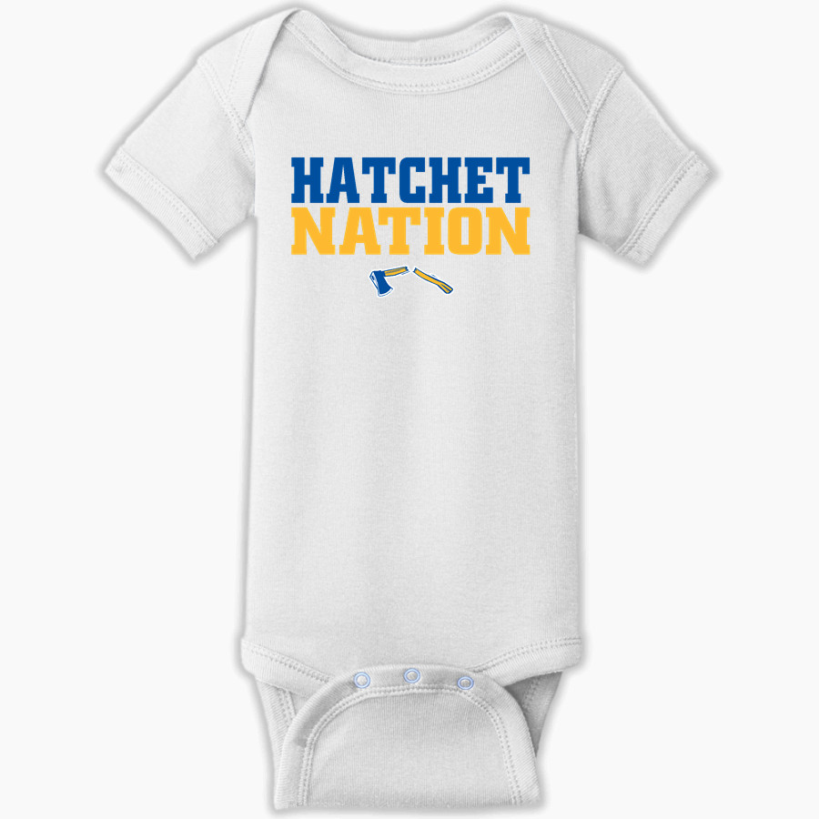 BAD AXE HIGH SCHOOL HATCHETS <span class="pdp-name-mascot">BAD AXE HATCHETS</span> Rabbit Skins Infant Short Sleeve Baby Rib Onesie