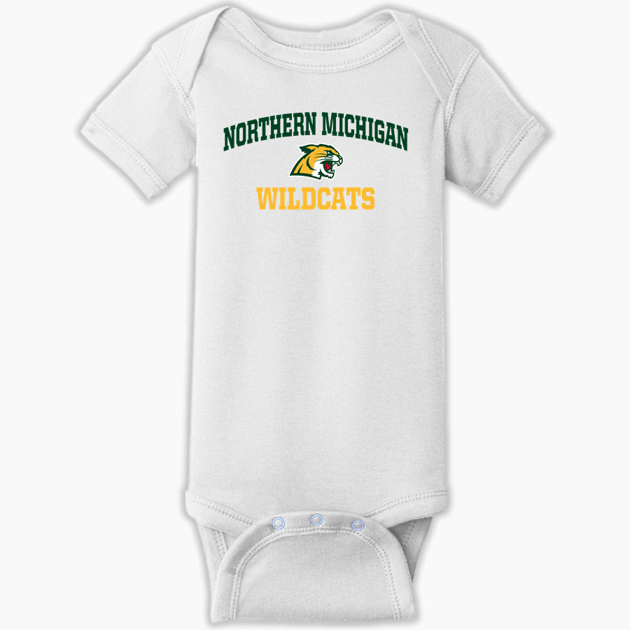 Northern Michigan Wildcats <span class="pdp-name-mascot">Northern Michigan Wildcats</span> Rabbit Skins Infant Short Sleeve Baby Rib Onesie