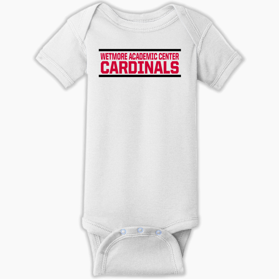 Wetmore Academic Center Cardinals Rabbit Skins Infant Short Sleeve Baby Rib Onesie