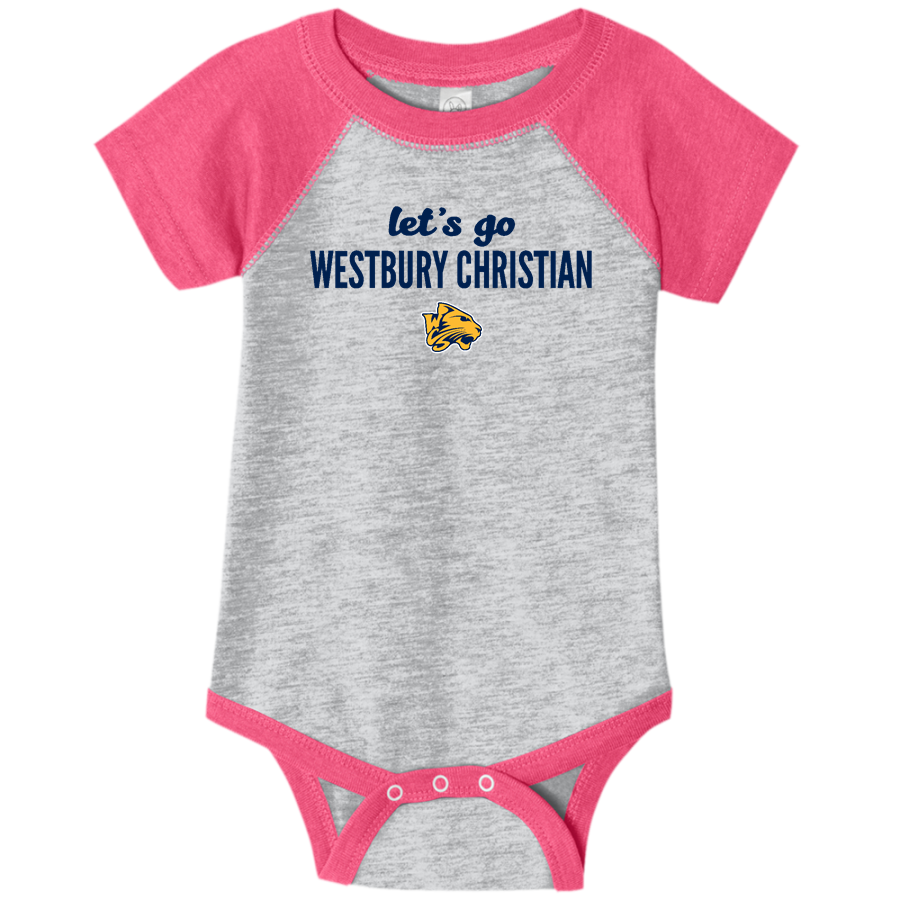 Westbury Christian Wildcats <span class="pdp-name-mascot">Westbury Christian Wildcats</span> Rabbit Skins Infant Baseball Fine Jersey Onesie