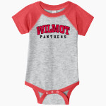 WILMOT UNION HIGH SCHOOL PANTHERS <span class="pdp-name-mascot">WILMOT PANTHERS</span> Rabbit Skins Infant Baseball Fine Jersey Onesie Front Thumbnail