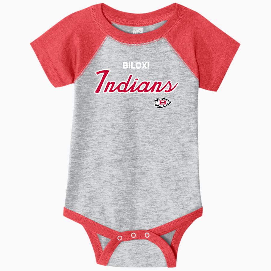 BILOXI HIGH SCHOOL INDIANS Rabbit Skins Infant Baseball Fine Jersey Onesie