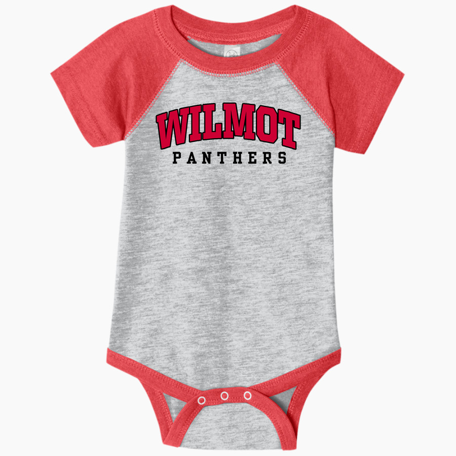 WILMOT UNION HIGH SCHOOL PANTHERS <span class="pdp-name-mascot">WILMOT PANTHERS</span> Rabbit Skins Infant Baseball Fine Jersey Onesie