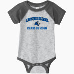 Linwood School Lions Rabbit Skins Infant Baseball Fine Jersey Onesie Front Thumbnail