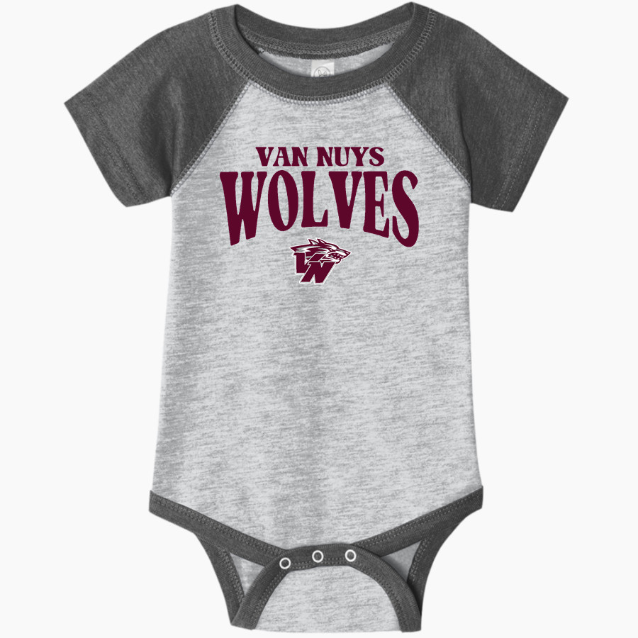 VAN NUYS HIGH SCHOOL WOLVES <span class="pdp-name-mascot">VAN NUYS WOLVES</span> Rabbit Skins Infant Baseball Fine Jersey Onesie