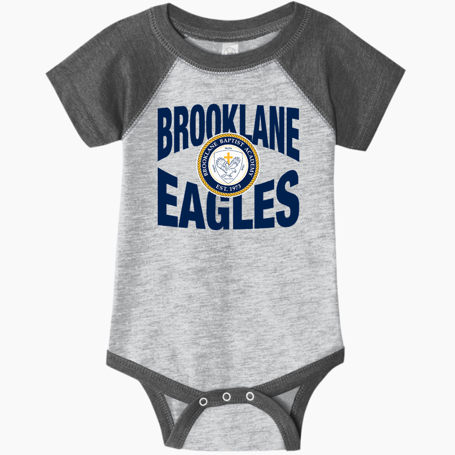 Brooklane Baptist Eagles <span class="pdp-name-mascot">Brooklane Baptist Eagles</span> Rabbit Skins Infant Baseball Fine Jersey Onesie