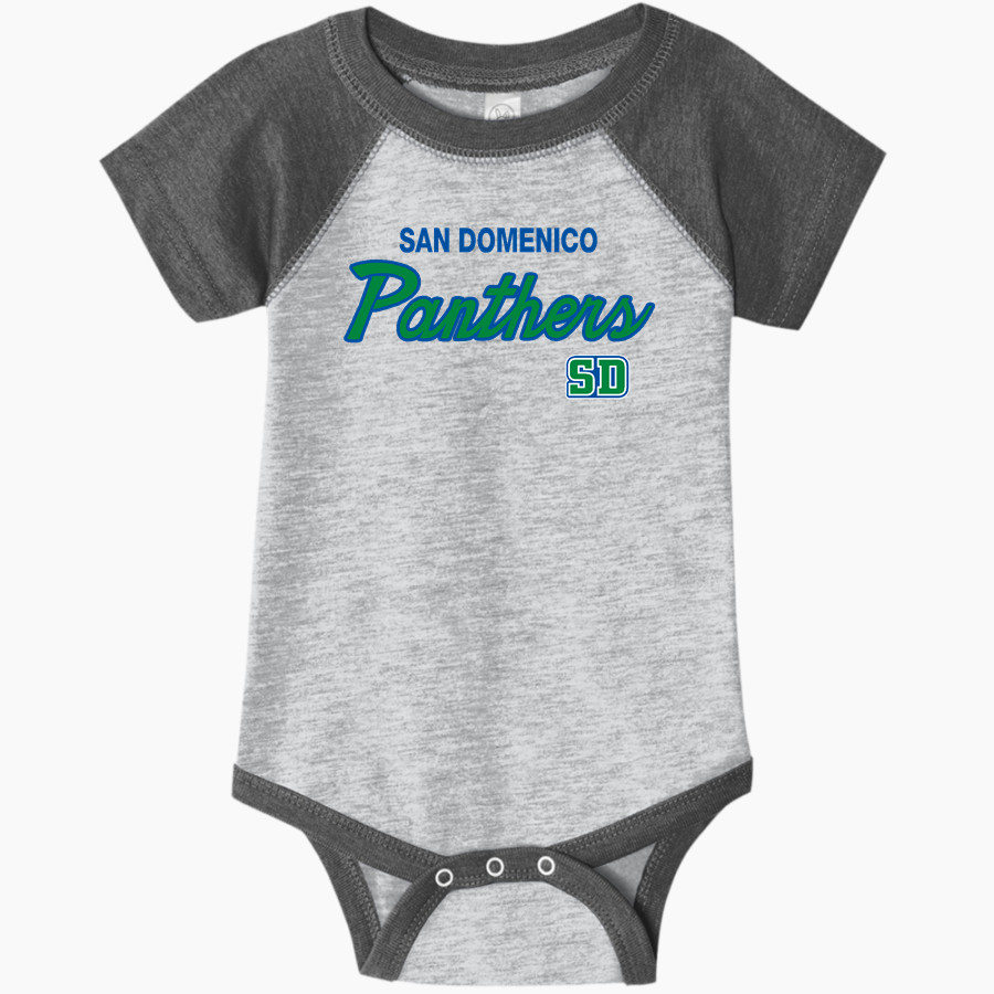 San Domenico Panthers <span class="pdp-name-mascot">San Domenico Panthers</span> Rabbit Skins Infant Baseball Fine Jersey Onesie