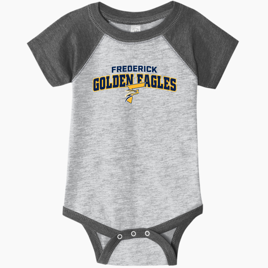 FREDERICK HIGH SCHOOL GOLDEN EAGLES <span class="pdp-name-mascot">FREDERICK GOLDEN EAGLES</span> Rabbit Skins Infant Baseball Fine Jersey Onesie