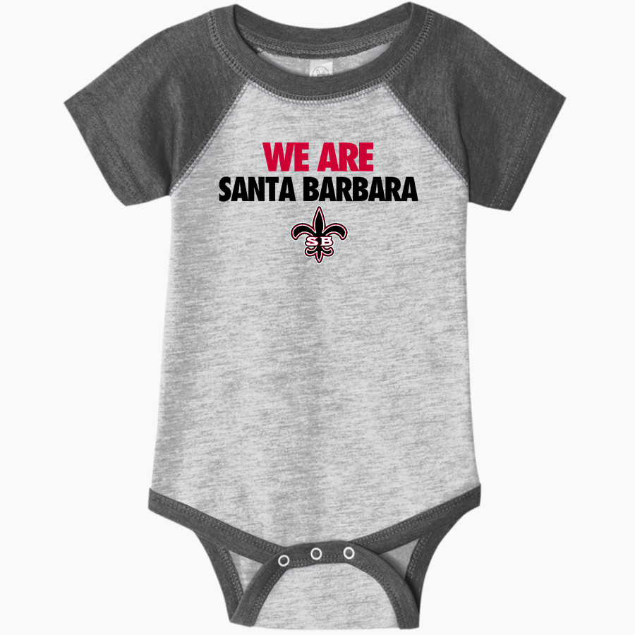 Santa Barbara Saints Football <span class="pdp-name-mascot">Santa Barbara Saints Football</span> Rabbit Skins Infant Baseball Fine Jersey Onesie