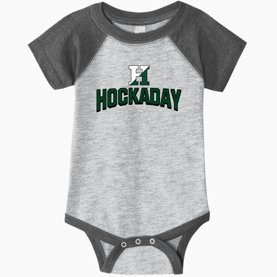 Hockaday School Online Store <span class="pdp-name-mascot">Hockaday</span> Rabbit Skins Infant Baseball Fine Jersey Onesie