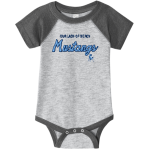OUR LADY OF MERCY ACADEMY MUSTANGS <span class="pdp-name-mascot">OUR LADY OF MERCY MUSTANGS</span> Rabbit Skins Infant Baseball Fine Jersey Onesie Front Thumbnail