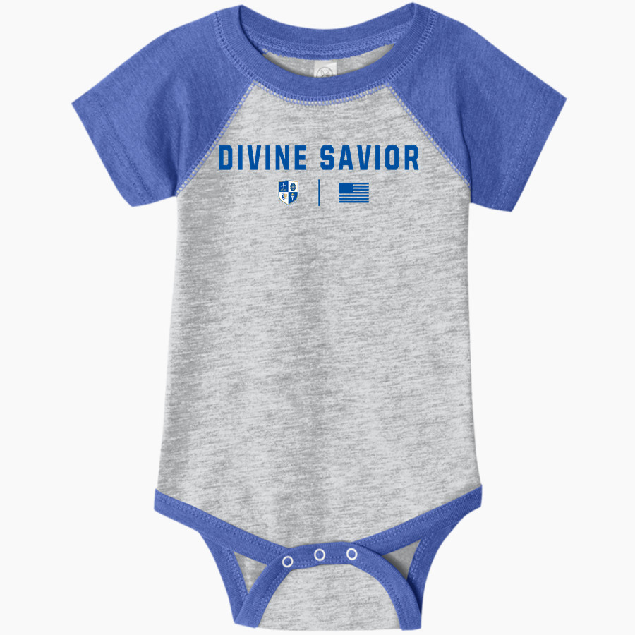 Divine Savior Academy Jaguars <span class="pdp-name-mascot">Divine Savior Academy Jaguars</span> Rabbit Skins Infant Baseball Fine Jersey Onesie