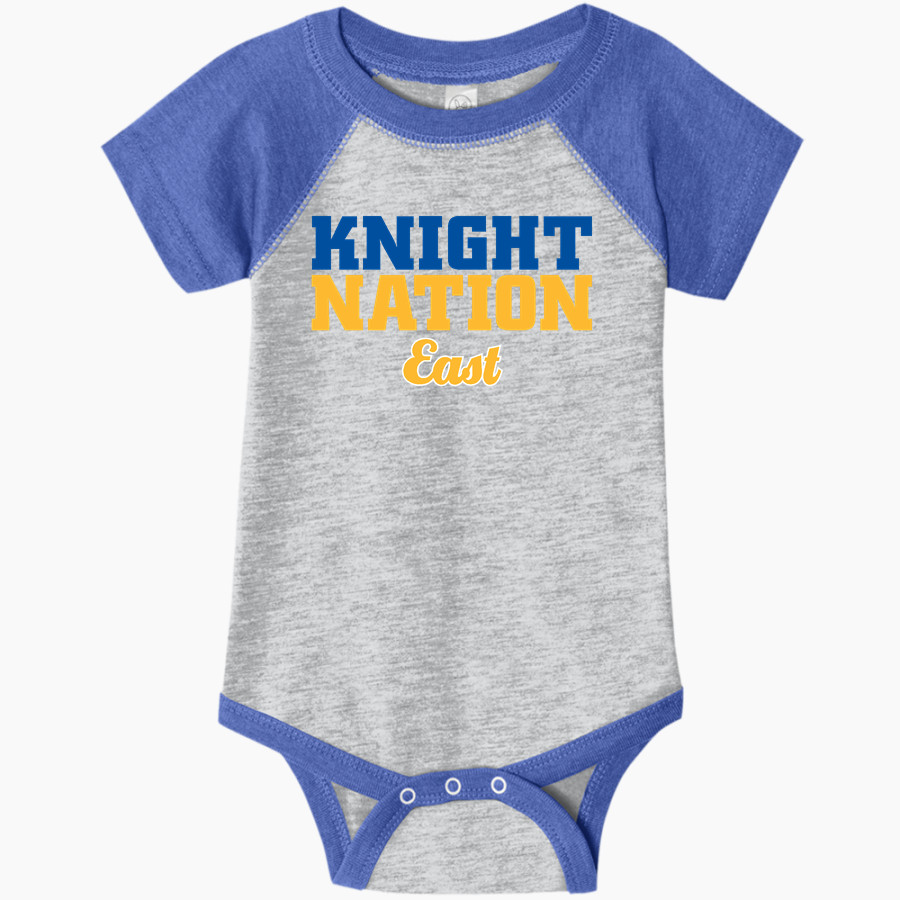 EAST NOBLE HIGH SCHOOL KNIGHTS <span class="pdp-name-mascot">EAST NOBLE KNIGHTS</span> Rabbit Skins Infant Baseball Fine Jersey Onesie