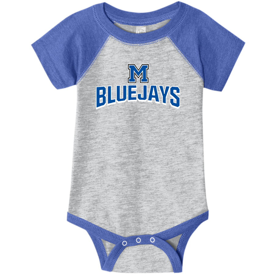 MANCOS HIGH SCHOOL BLUEJAYS <span class="pdp-name-mascot">MANCOS BLUEJAYS</span> Rabbit Skins Infant Baseball Fine Jersey Onesie