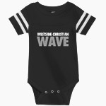 Westside Christian Wave <span class="pdp-name-mascot">Westside Christian Wave</span> Rabbit Skins Infant Football Fine Jersey Onesie Front Thumbnail