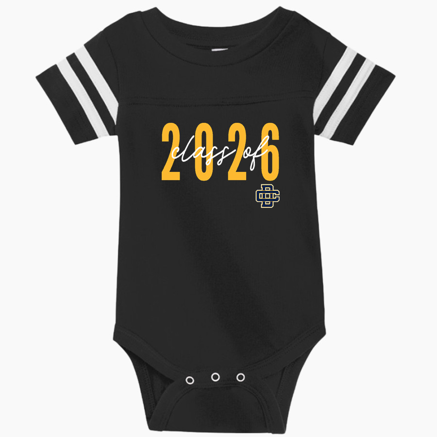 DETROIT COUNTRY DAY SCHOOL YELLOWJACKETS <span class="pdp-name-mascot">DETROIT YELLOWJACKETS</span> Rabbit Skins Infant Football Fine Jersey Onesie