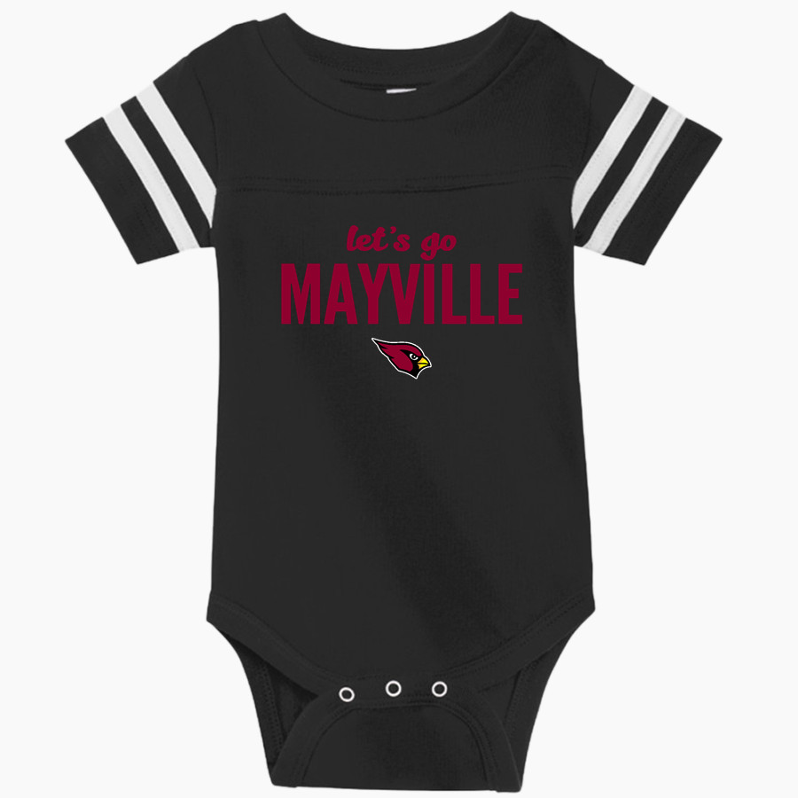MAYVILLE HIGH SCHOOL CARDINALS <span class="pdp-name-mascot">MAYVILLE CARDINALS</span> Rabbit Skins Infant Football Fine Jersey Onesie