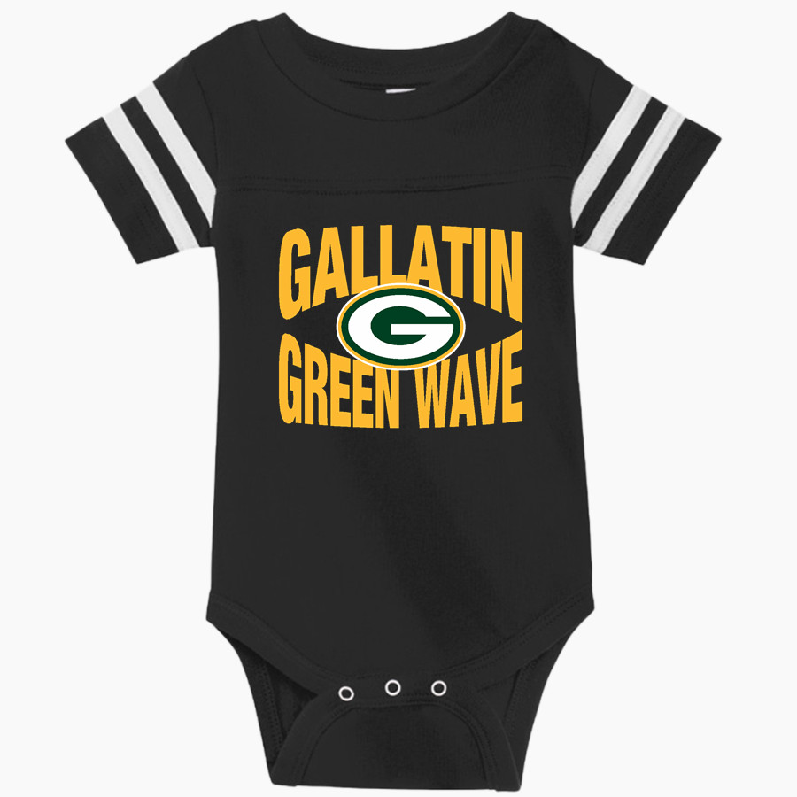 GALLATIN HIGH SCHOOL GREEN WAVE Rabbit Skins Infant Football Fine Jersey Onesie