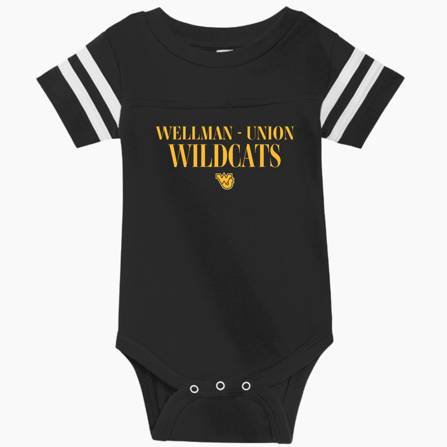 WELLMAN-UNION HIGH SCHOOL WILDCATS Rabbit Skins Infant Football Fine Jersey Onesie