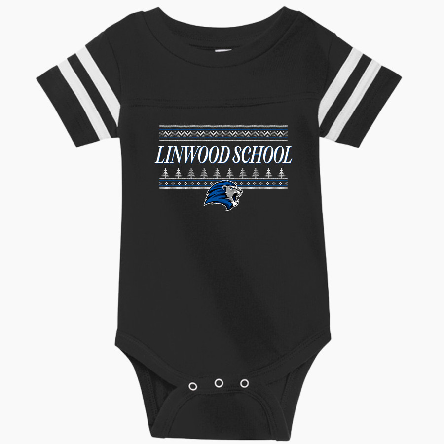 Linwood School Lions Rabbit Skins Infant Football Fine Jersey Onesie