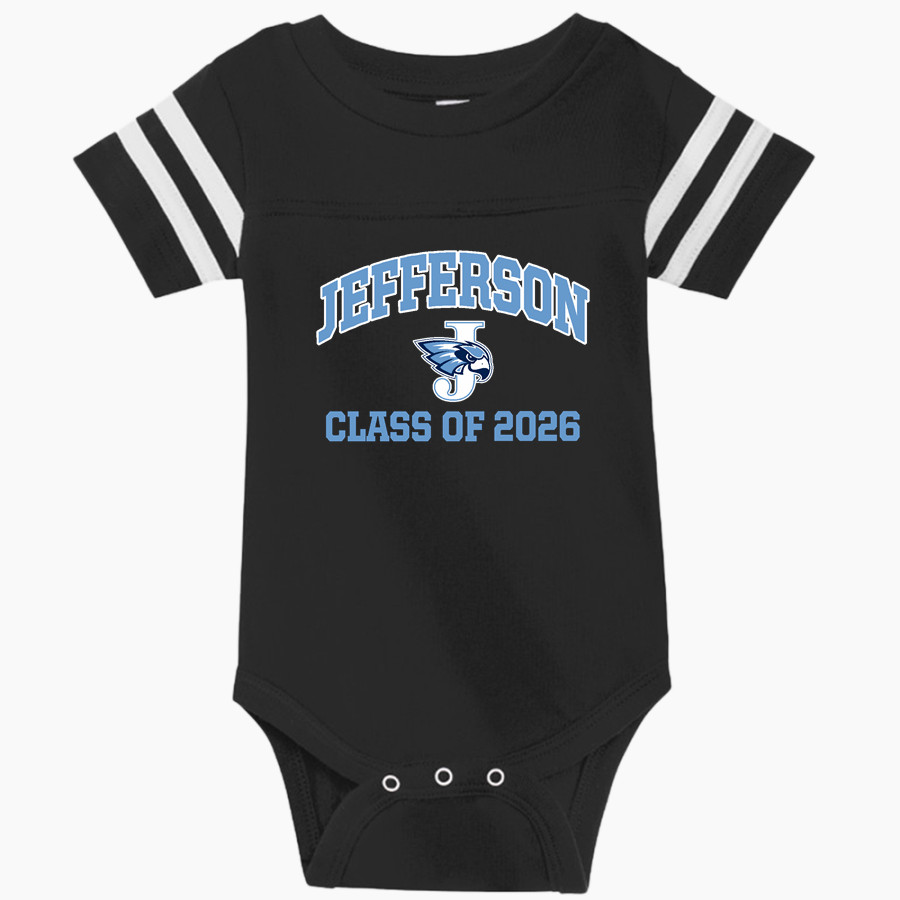 JEFFERSON SENIOR HIGH SCHOOL J-HAWKS <span class="pdp-name-mascot">JEFFERSON J-HAWKS</span> Rabbit Skins Infant Football Fine Jersey Onesie