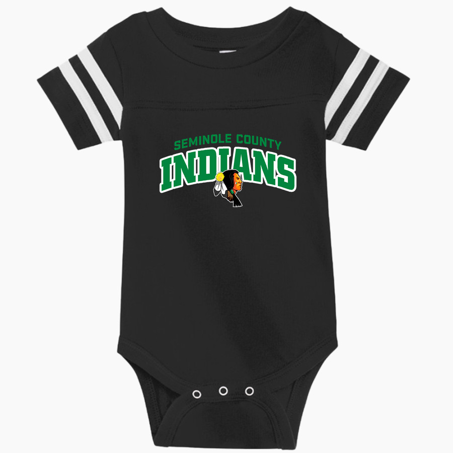 SEMINOLE COUNTY HIGH SCHOOL INDIANS <span class="pdp-name-mascot">SEMINOLE COUNTY INDIANS</span> Rabbit Skins Infant Football Fine Jersey Onesie