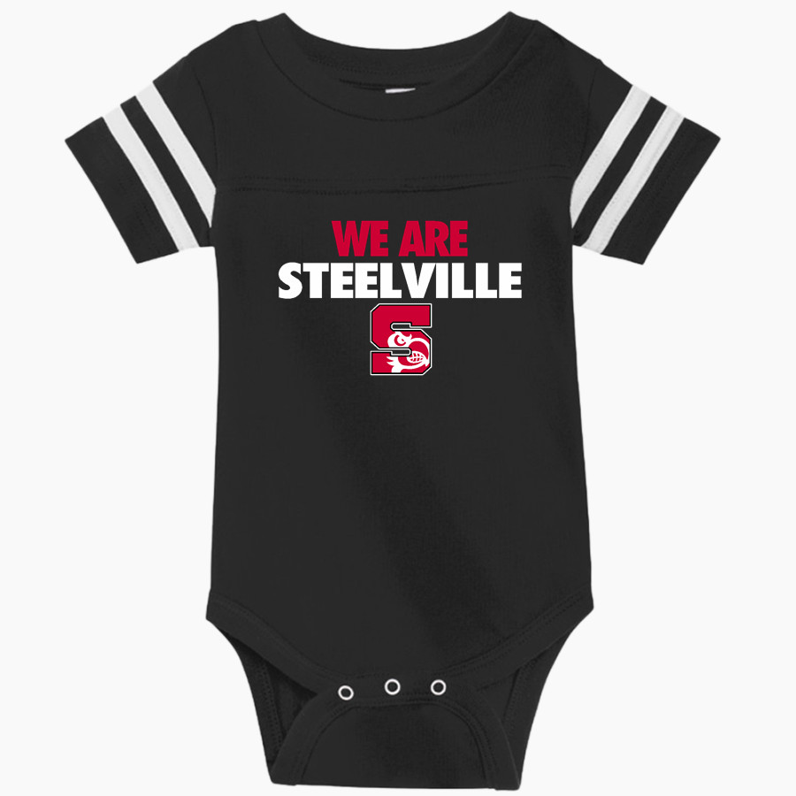 STEELVILLE HIGH SCHOOL CARDINALS <span class="pdp-name-mascot">STEELVILLE CARDINALS</span> Rabbit Skins Infant Football Fine Jersey Onesie