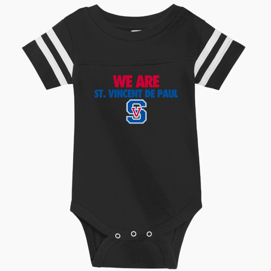 St. Vincent de Paul Mustangs Rabbit Skins Infant Football Fine Jersey Onesie