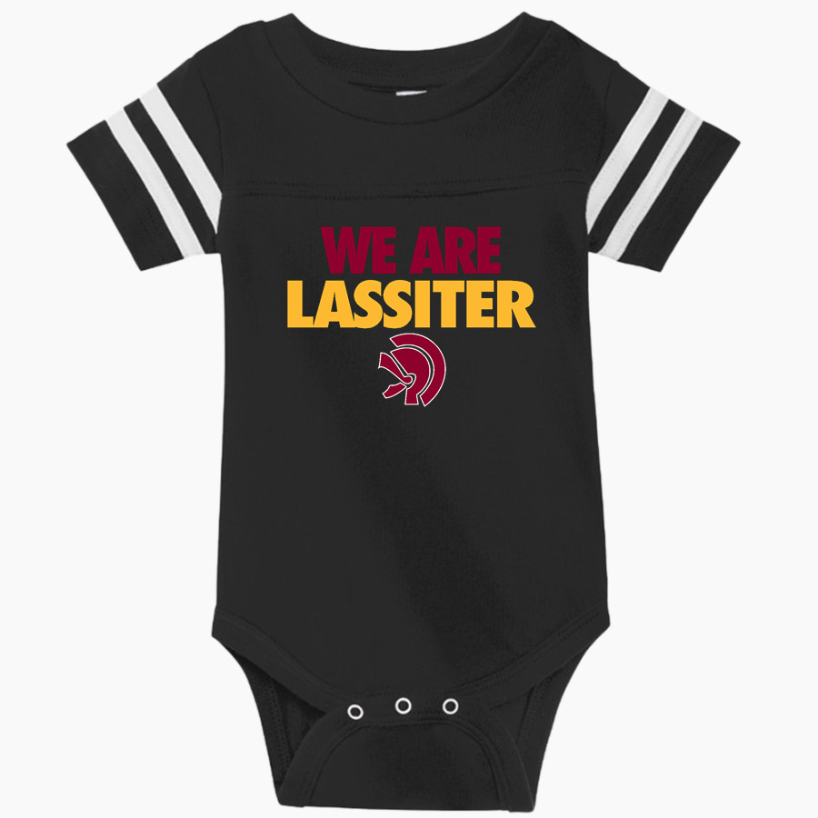 LASSITER HIGH SCHOOL TROJANS Rabbit Skins Infant Football Fine Jersey Onesie