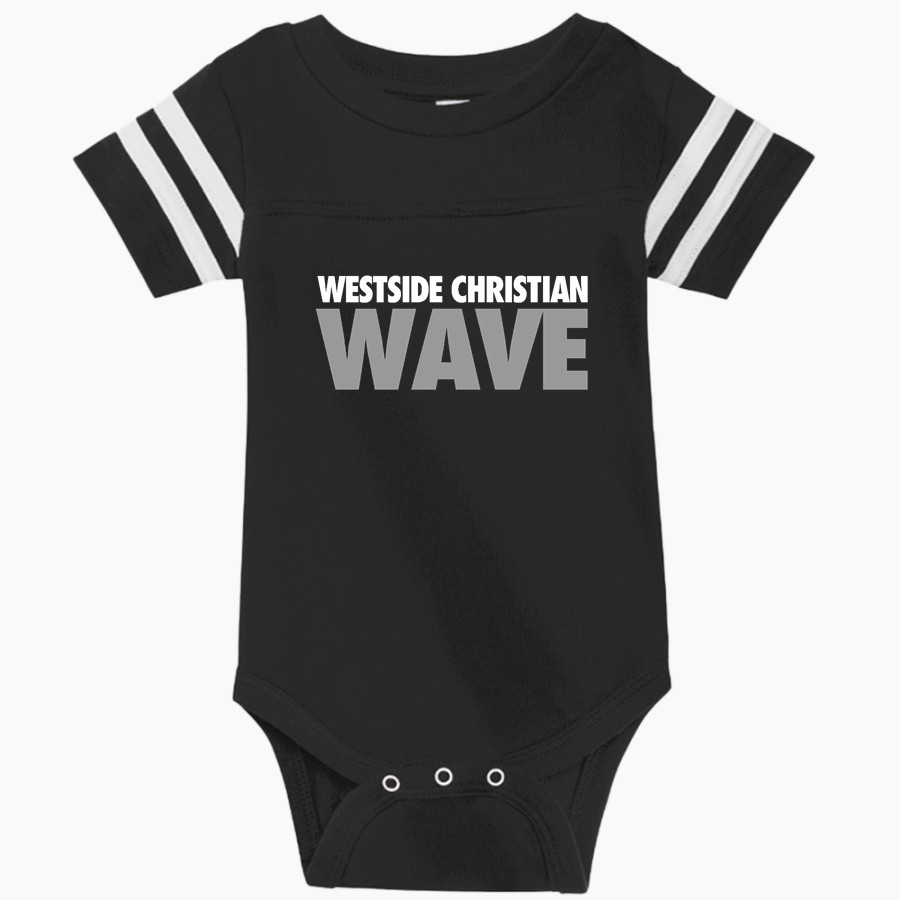 Westside Christian Wave <span class="pdp-name-mascot">Westside Christian Wave</span> Rabbit Skins Infant Football Fine Jersey Onesie