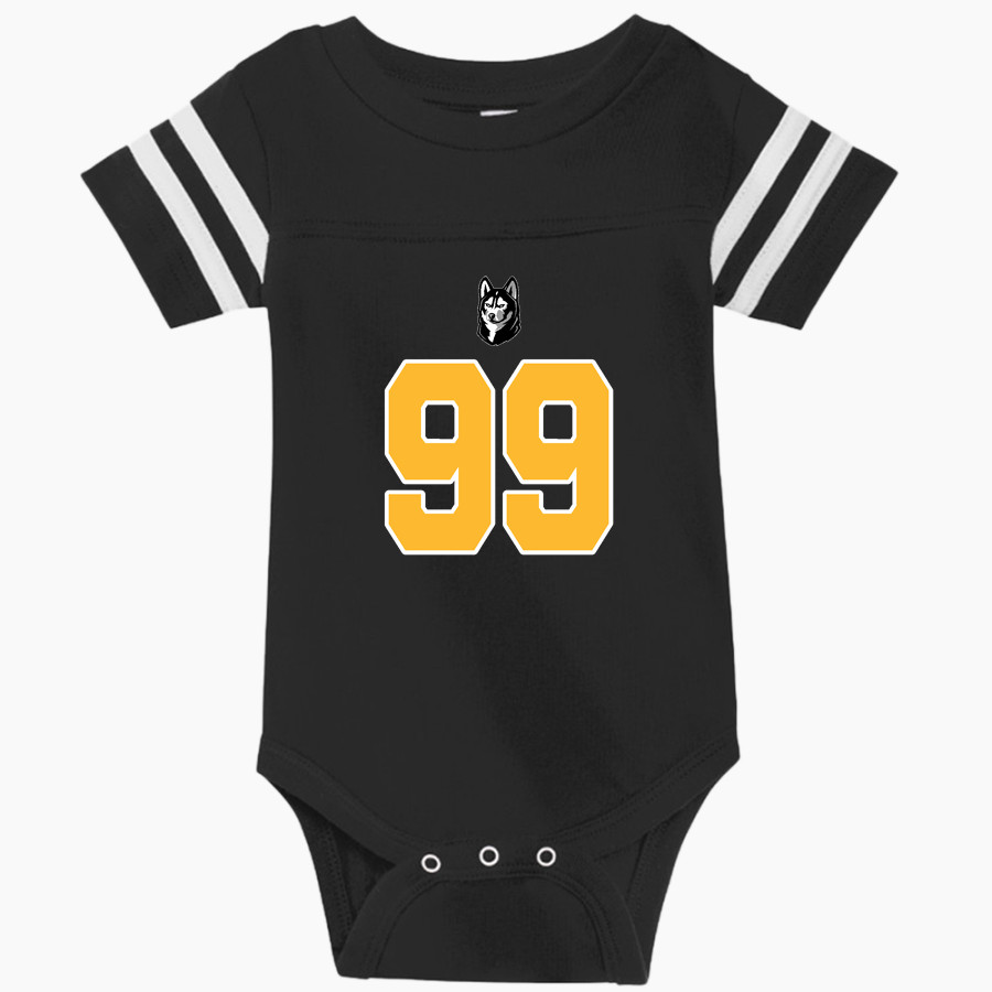 HIGHLAND HIGH SCHOOL HUSKIES Rabbit Skins Infant Football Fine Jersey Onesie