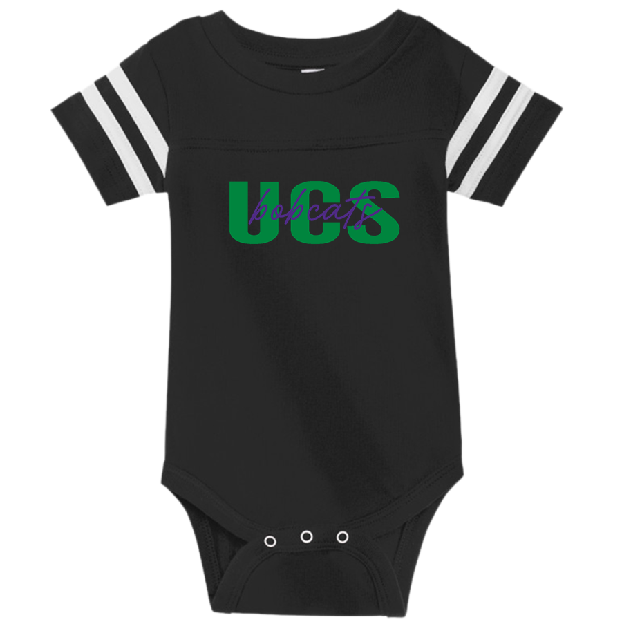 UCS Bobcats <span class="pdp-name-mascot">Underhill Central School Bobcats</span> Rabbit Skins Infant Football Fine Jersey Onesie