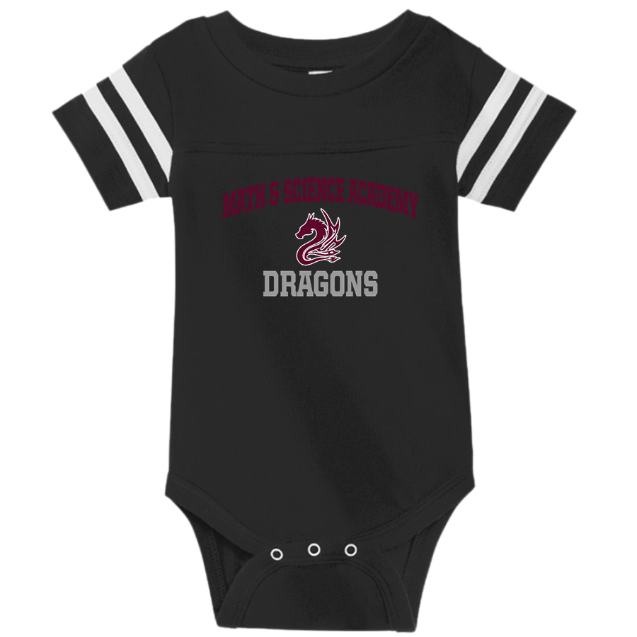Math & Science Academy Dragons <span class="pdp-name-mascot">Math & Science Academy Dragons</span> Rabbit Skins Infant Football Fine Jersey Onesie