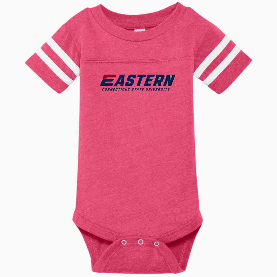 OFFICIAL ONLINE STORE OF EASTERN ATHLETICS <span class="pdp-name-mascot">Eastern Connecticut Warriors</span> Rabbit Skins Infant Football Fine Jersey Onesie