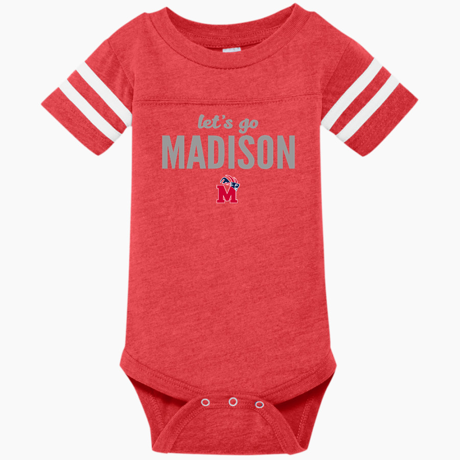 MADISON HIGH SCHOOL PATRIOTS <span class="pdp-name-mascot">MADISON PATRIOTS</span> Rabbit Skins Infant Football Fine Jersey Onesie
