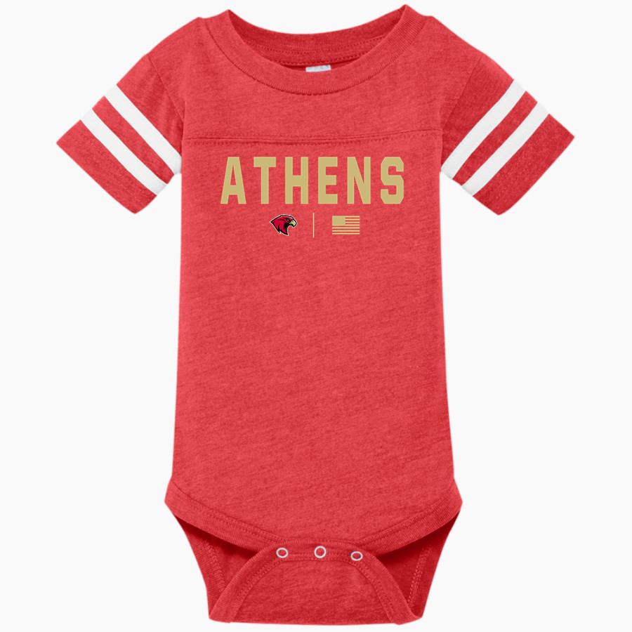 ATHENS HIGH SCHOOL RED HAWKS <span class="pdp-name-mascot">ATHENS RED HAWKS</span> Rabbit Skins Infant Football Fine Jersey Onesie