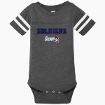 River City Believers Soldiers Rabbit Skins Infant Football Fine Jersey Onesie Front Thumbnail