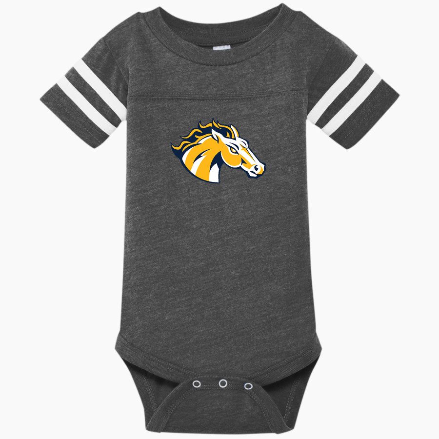 Breck Mustangs Rabbit Skins Infant Football Fine Jersey Onesie