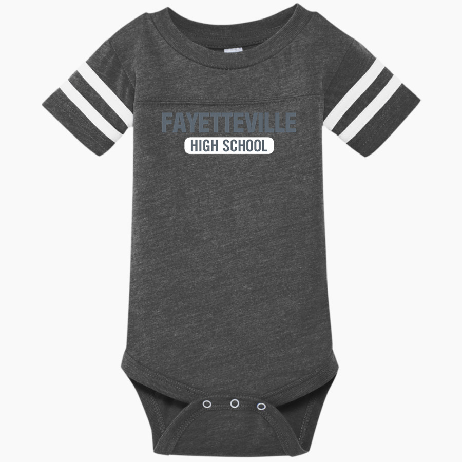 FAYETTEVILLE HIGH SCHOOL LIONS <span class="pdp-name-mascot">FAYETTEVILLE LIONS</span> Rabbit Skins Infant Football Fine Jersey Onesie