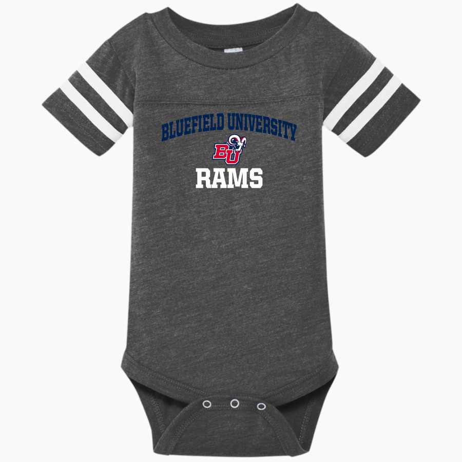 Bluefield University Sideline Store <span class="pdp-name-mascot">Bluefield University</span> Rabbit Skins Infant Football Fine Jersey Onesie