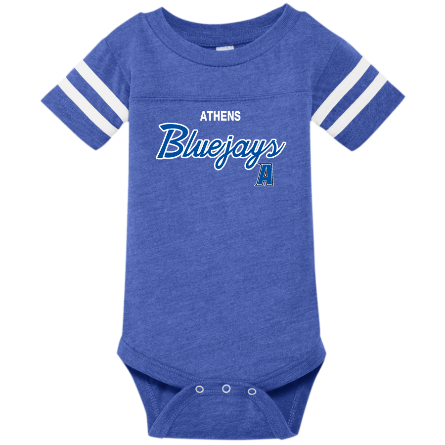 ATHENS HIGH SCHOOL BLUEJAYS <span class="pdp-name-mascot">ATHENS BLUEJAYS</span> Rabbit Skins Infant Football Fine Jersey Onesie