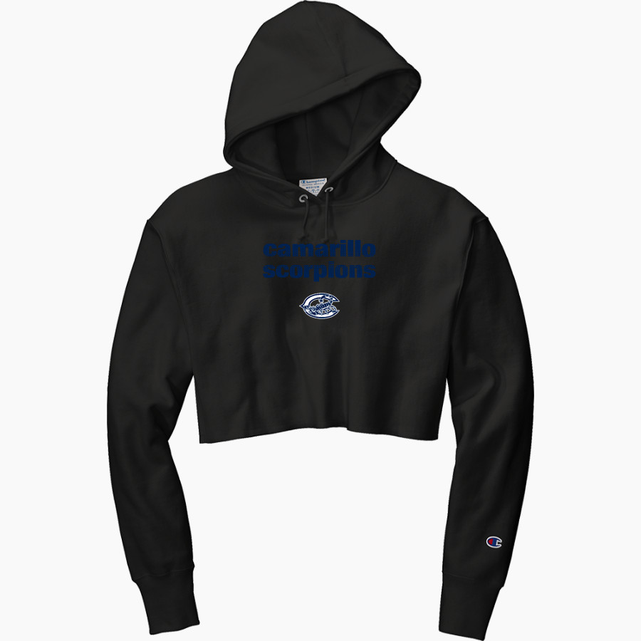 ADOLFO CAMARILLO HIGH SCHOOL SCORPIONS <span class="pdp-name-mascot">ADOLFO CAMARILLO SCORPIONS</span> Champion Women's Reverse Weave Cropped Cut-Off Hooded Sweatshirt