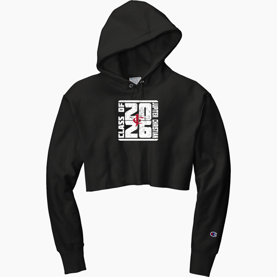 Jupiter Christian Eagles <span class="pdp-name-mascot">Jupiter Eagles</span> Champion Women's Reverse Weave Cropped Cut-Off Hooded Sweatshirt