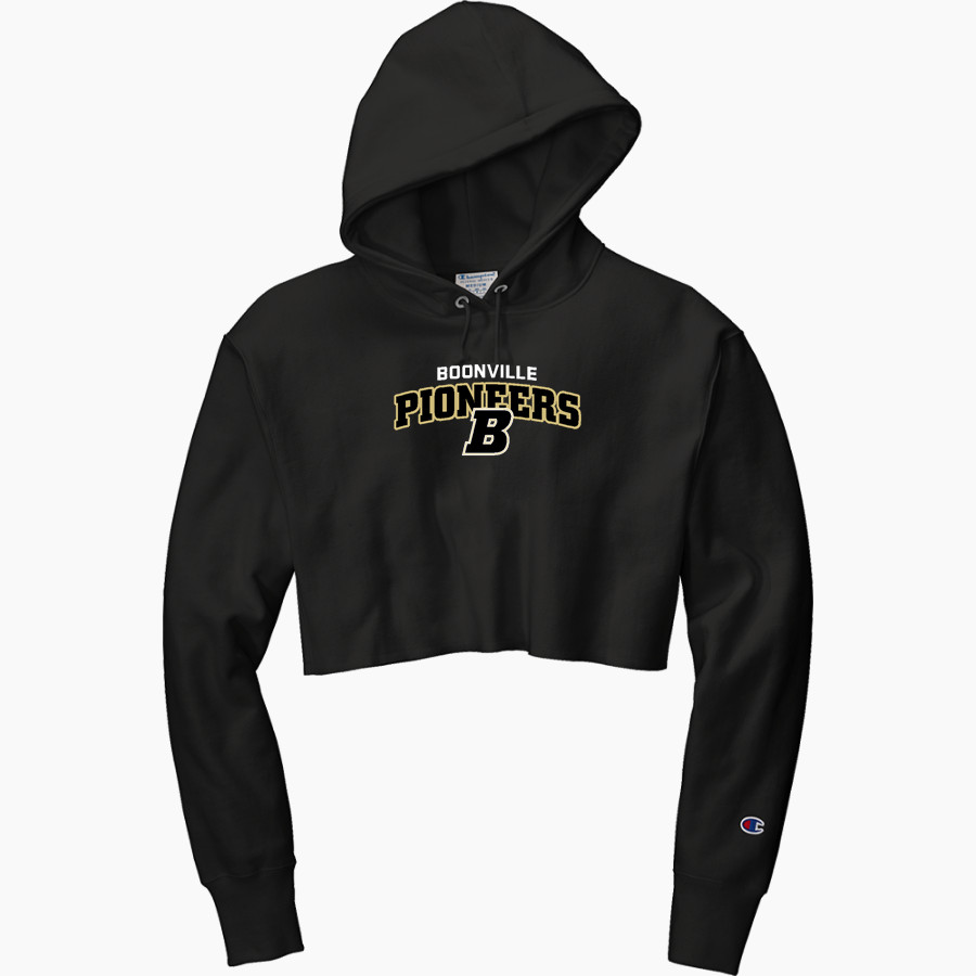 Boonville Pioneers <span class="pdp-name-mascot">Boonville Pioneers</span> Champion Women's Reverse Weave Cropped Cut-Off Hooded Sweatshirt
