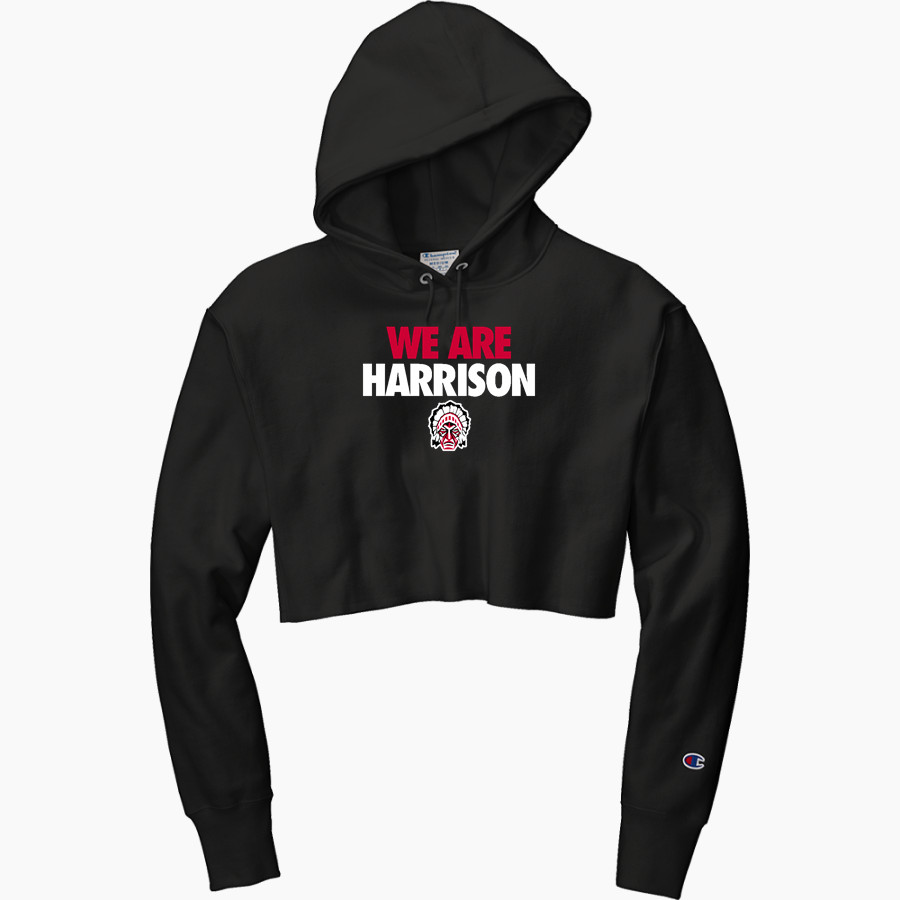 Harrison Warriors <span class="pdp-name-mascot">Harrison Warriors</span> Champion Women's Reverse Weave Cropped Cut-Off Hooded Sweatshirt