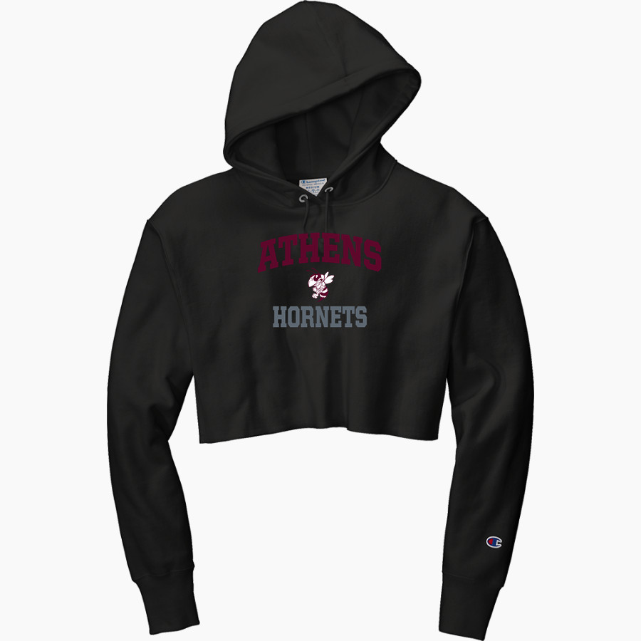 Athens Hornets <span class="pdp-name-mascot">Athens Hornets</span> Champion Women's Reverse Weave Cropped Cut-Off Hooded Sweatshirt