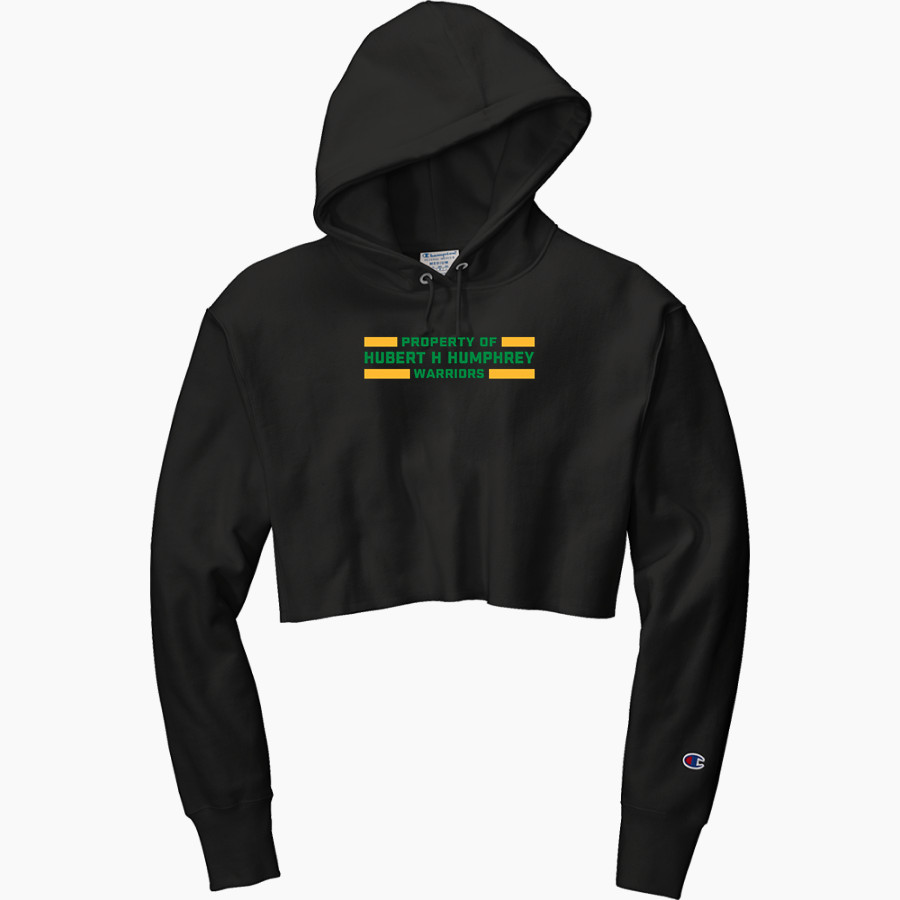 Hubert H Humphrey Warriors <span class="pdp-name-mascot">Hubert H Humphrey Warriors</span> Champion Women's Reverse Weave Cropped Cut-Off Hooded Sweatshirt