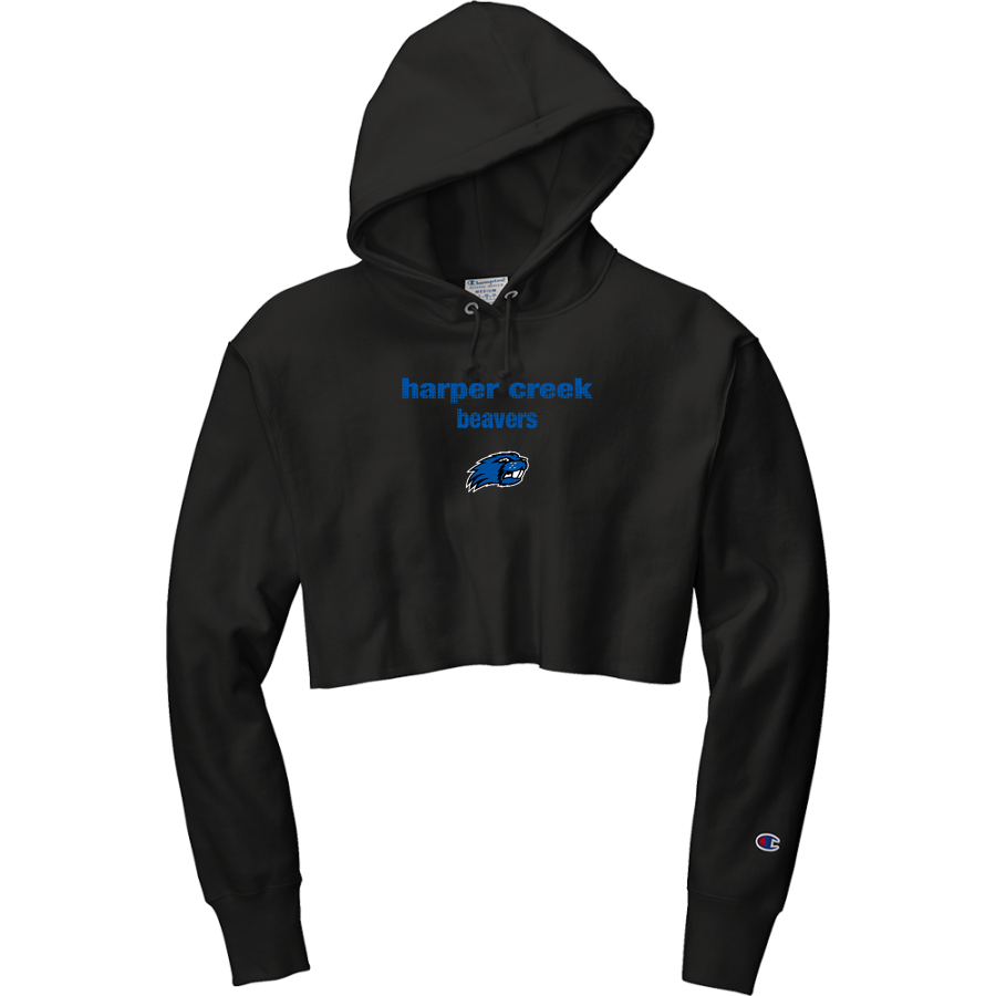 HARPER CREEK HIGH SCHOOL BEAVERS <span class="pdp-name-mascot">HARPER CREEK BEAVERS</span> Champion Women's Reverse Weave Cropped Cut-Off Hooded Sweatshirt